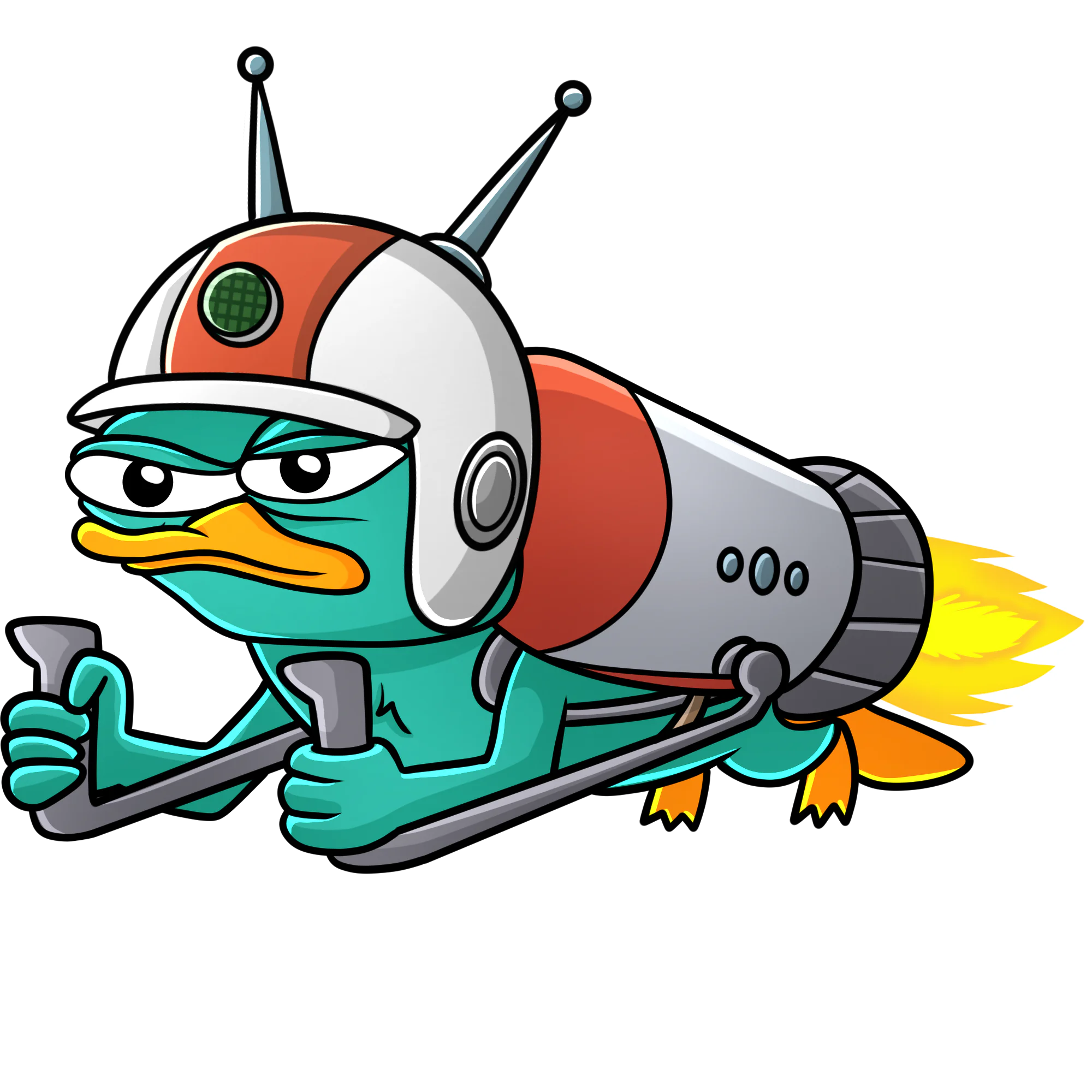 peppy flying in a jetpack.